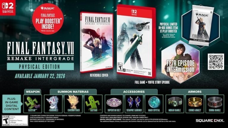 Final Fantasy VII Remake Intergrade llega a Nintendo Switch 2 con portada reversible y un booster de Magic: The Gathering en la caja